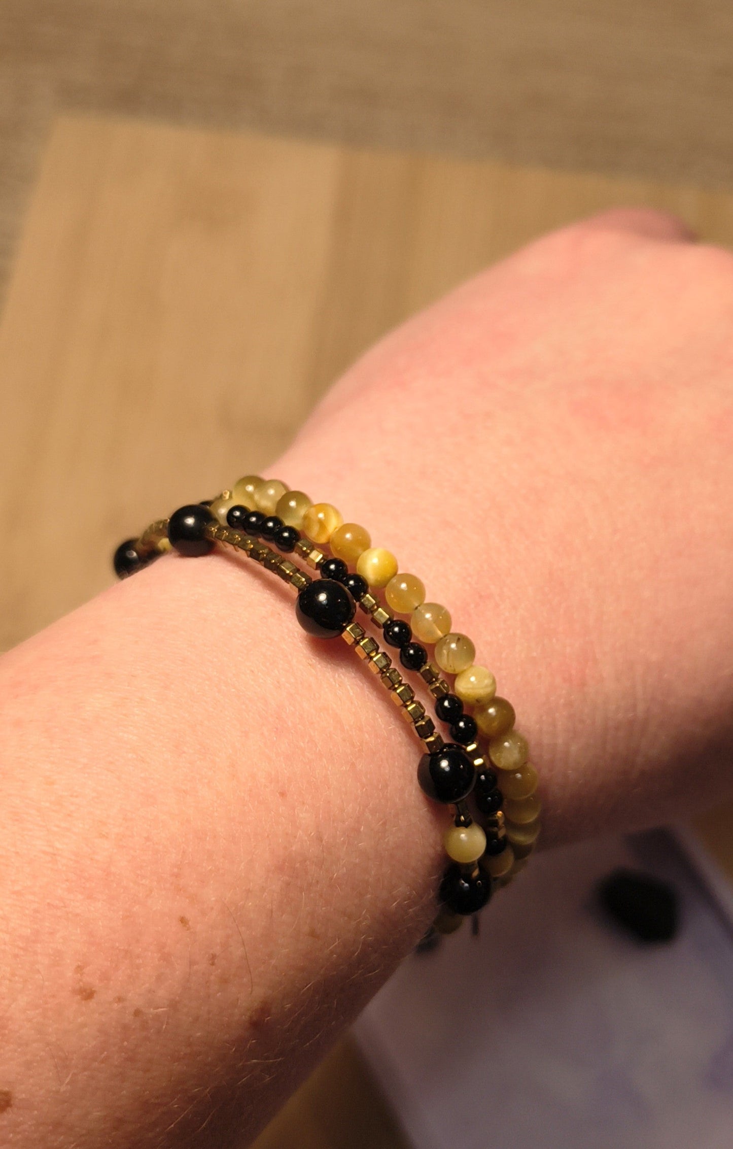 L'Espace Desert Bracelet with Tiger's Eye, Onyx, and Hematite