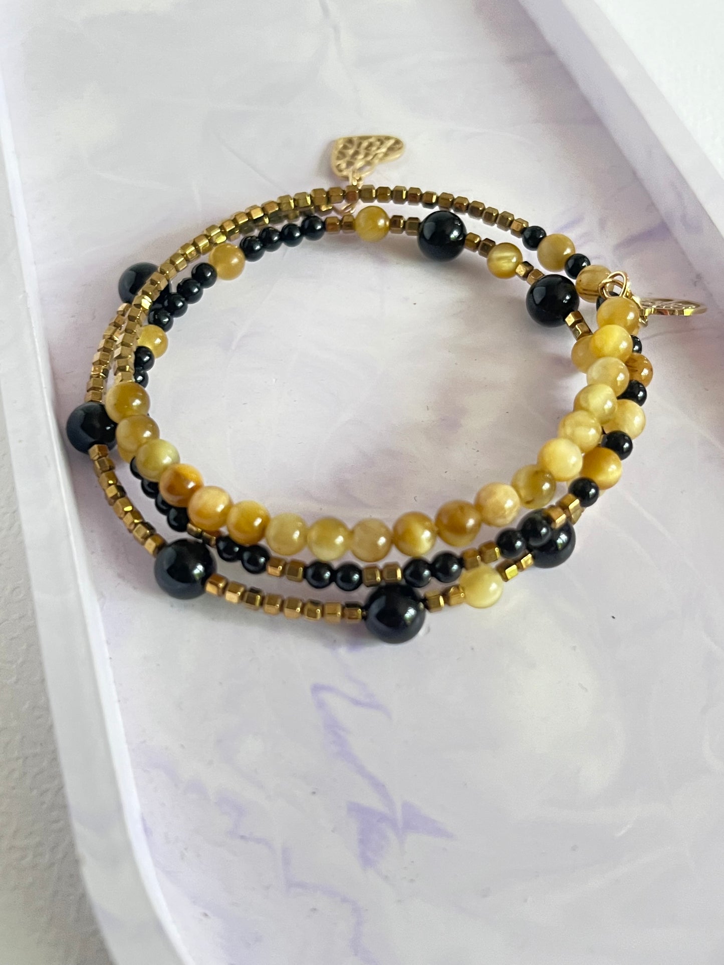 L'Espace Desert Bracelet with Tiger's Eye, Onyx, and Hematite