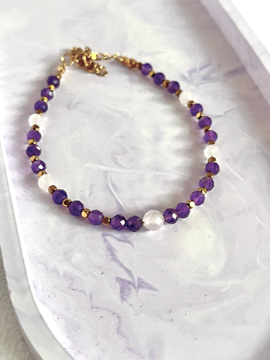 Byzantium amethyst, rose quartz and hematite bracelet