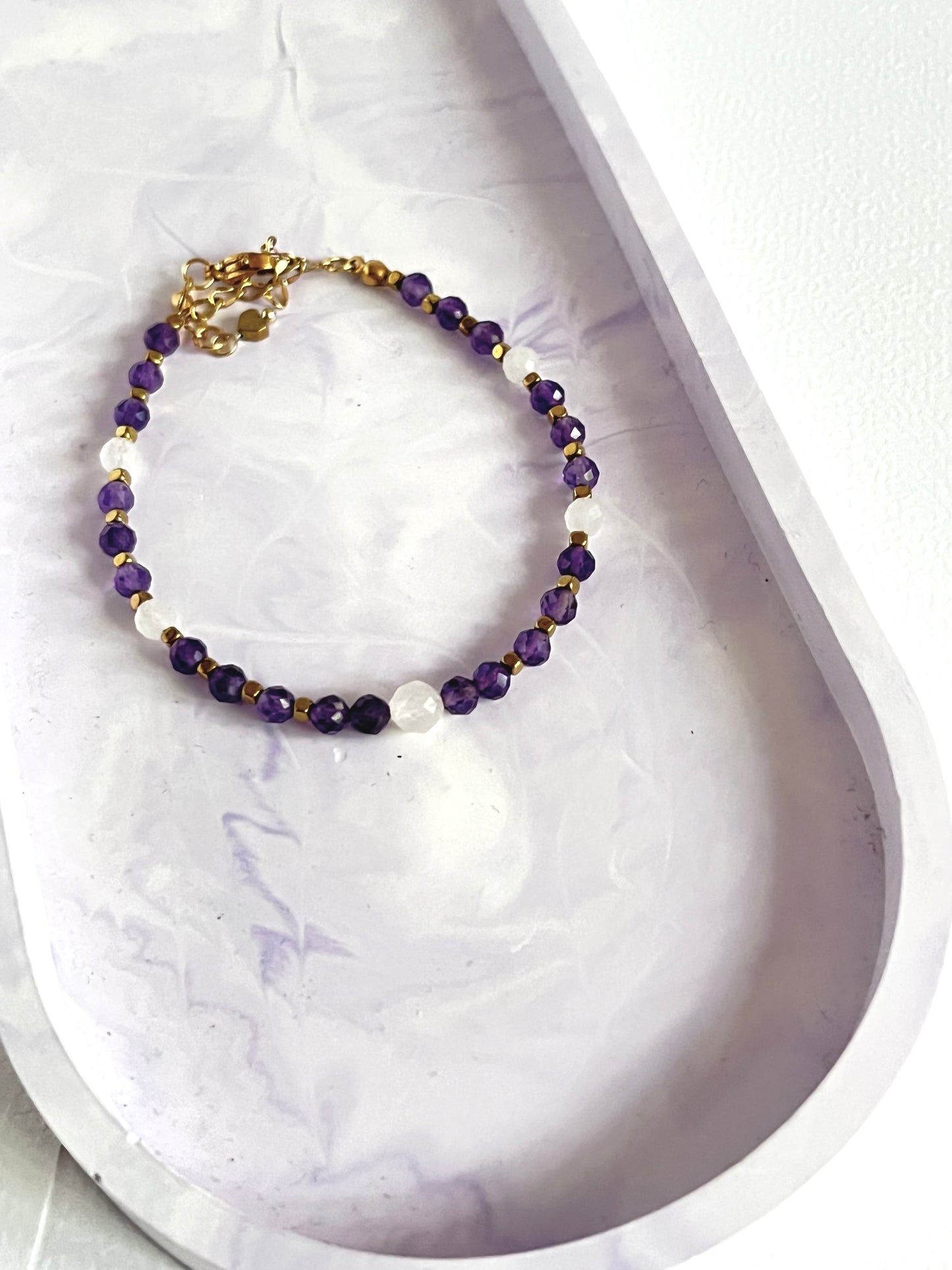 Byzantium amethyst, rose quartz and hematite bracelet